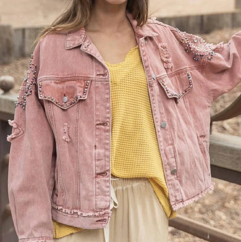 Statement JacketsBrick Jean Jacket In Powder Brick