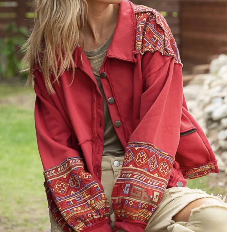 Festival JacketsRed Embroidered Jacket In Red Multi