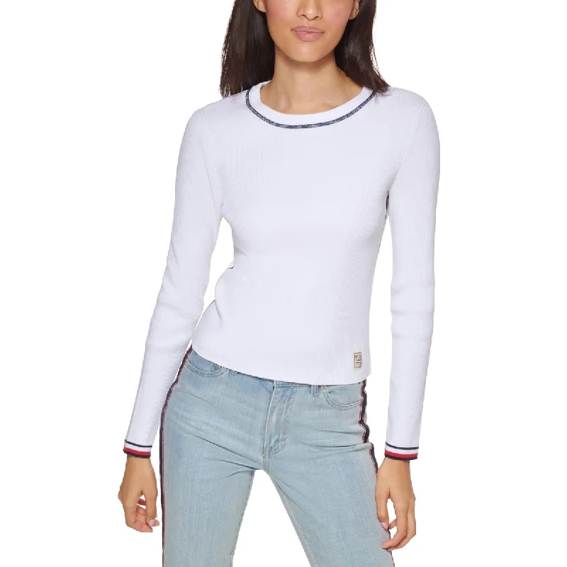 Tommy Hilfiger Women's Cotton Crewneck Sweater White Size X-Small