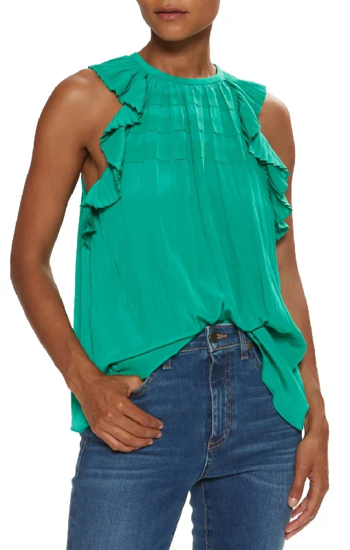 Carmi High Neck Tank Top In Sea Green