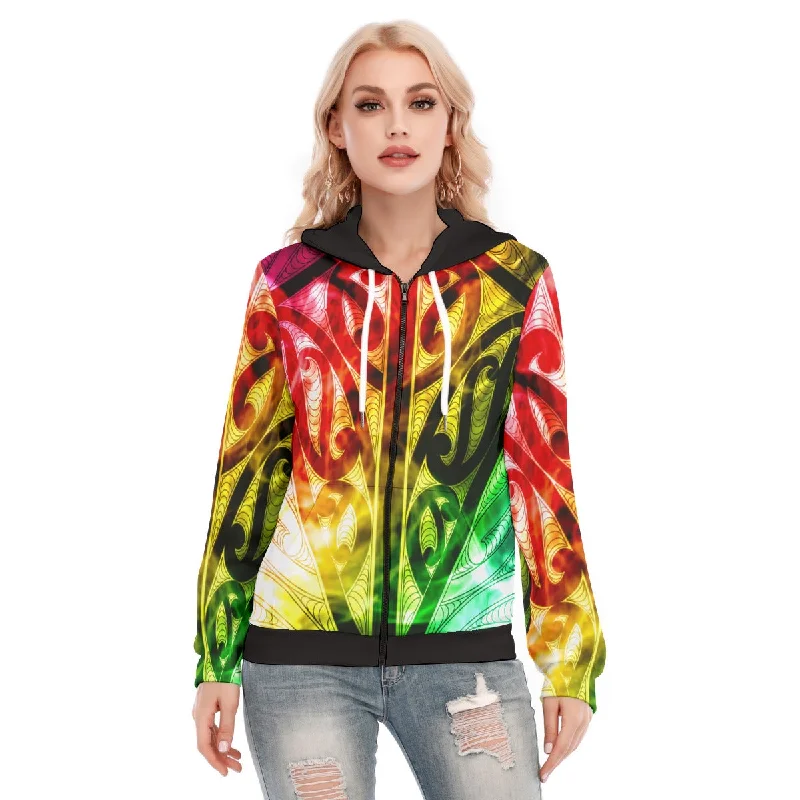 Thermal HoodiesAll-Over Print Women's Hoodie With Zipper