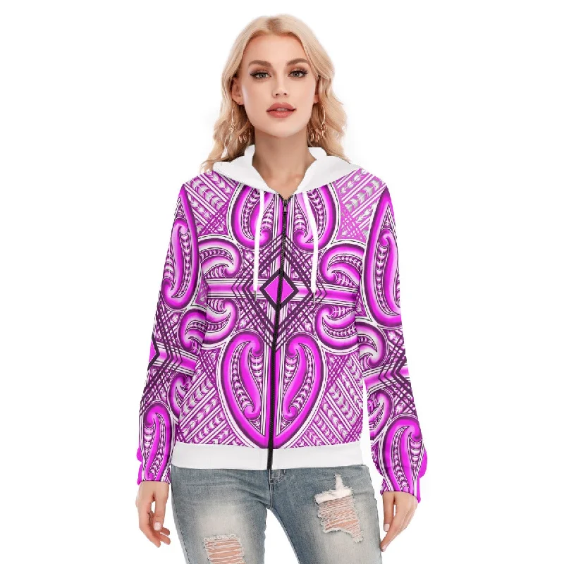 Sherpa-Lined HoodiesAll-Over Print Women's Hoodie With Zipper