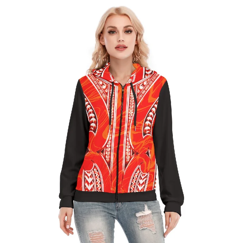 Cropped HoodiesAll-Over Print Women's Hoodie With Zipper