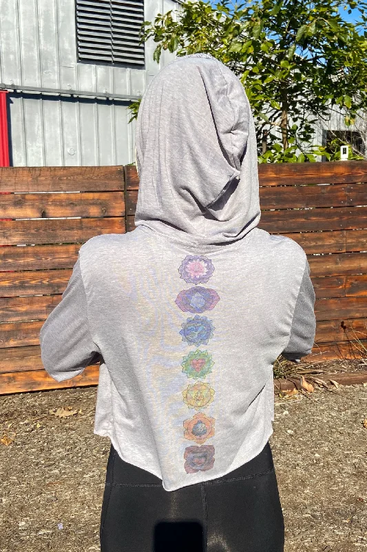 Colorblock HoodiesFull Chakra Back Cropped Long Sleeve Hoodie T-Shirt