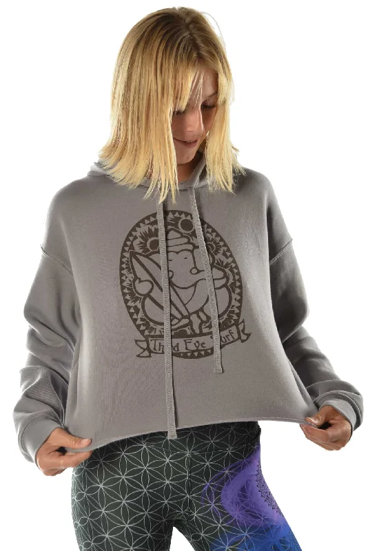 Mesh-Lined HoodiesCrop Top Hoodie with Third Eye Surf