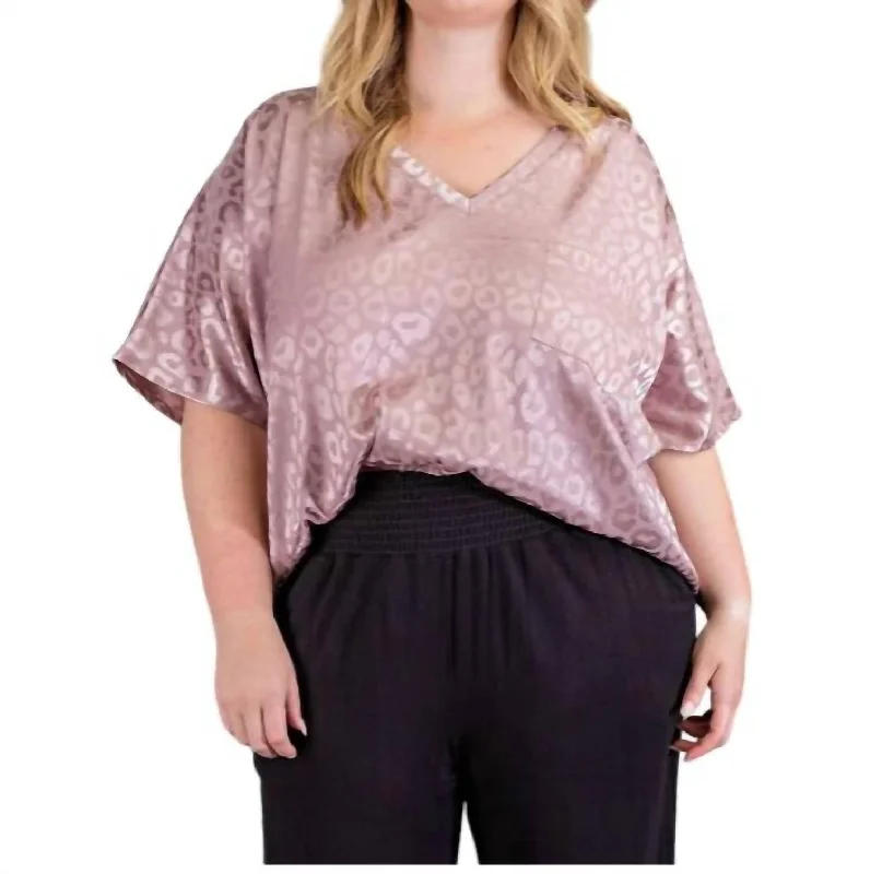 V-Neck Flowy Blouse In Pink