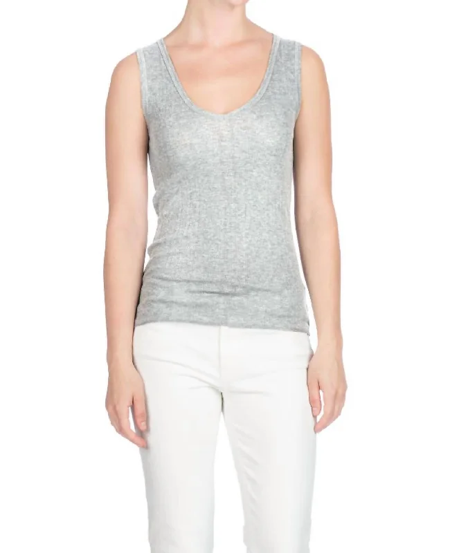 V-Neck Tank Top In Heather Grey