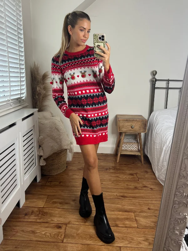 Christmas Knitted Jumper Dress / Multi