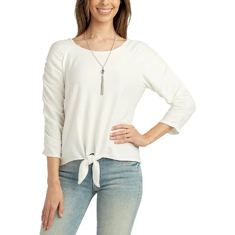 BCX Womens Knot-Front 3/4 Sleeve Pullover Top