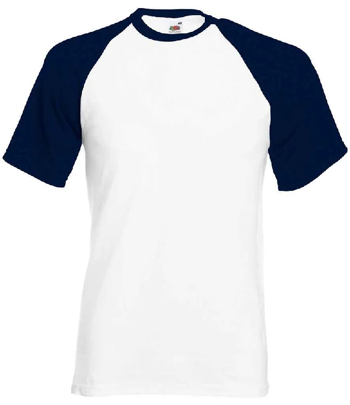 Fruit of the Loom Contrast Baseball T-Shirt | White/Deep Navy