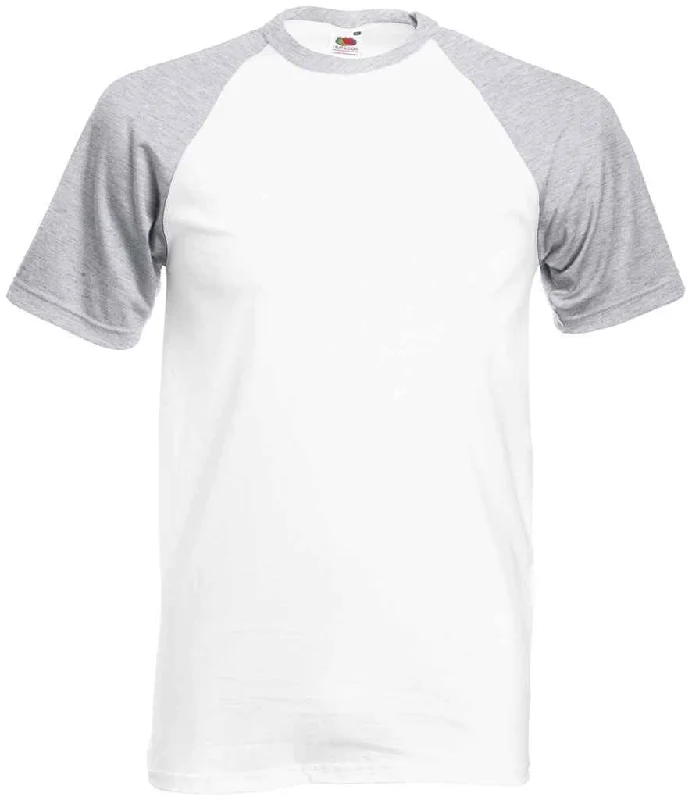 Fruit of the Loom Contrast Baseball T-Shirt | White/Heather Grey