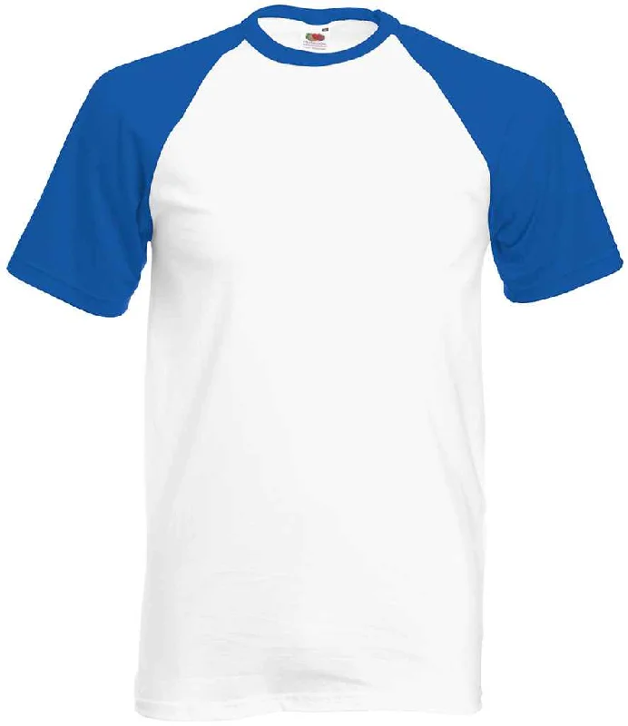 Fruit of the Loom Contrast Baseball T-Shirt | White/Royal Blue