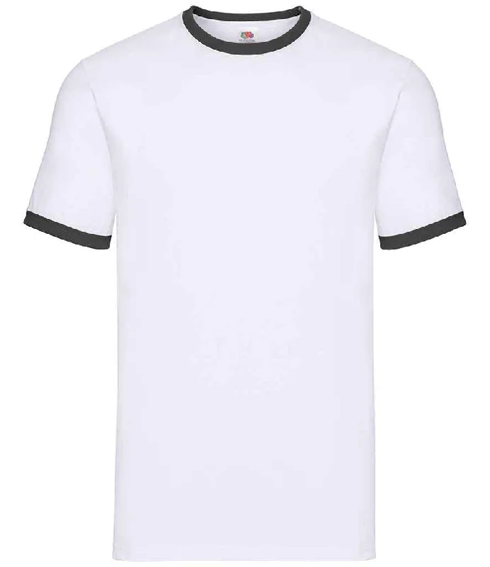 Fruit of the Loom Contrast Ringer T-Shirt | White/Black