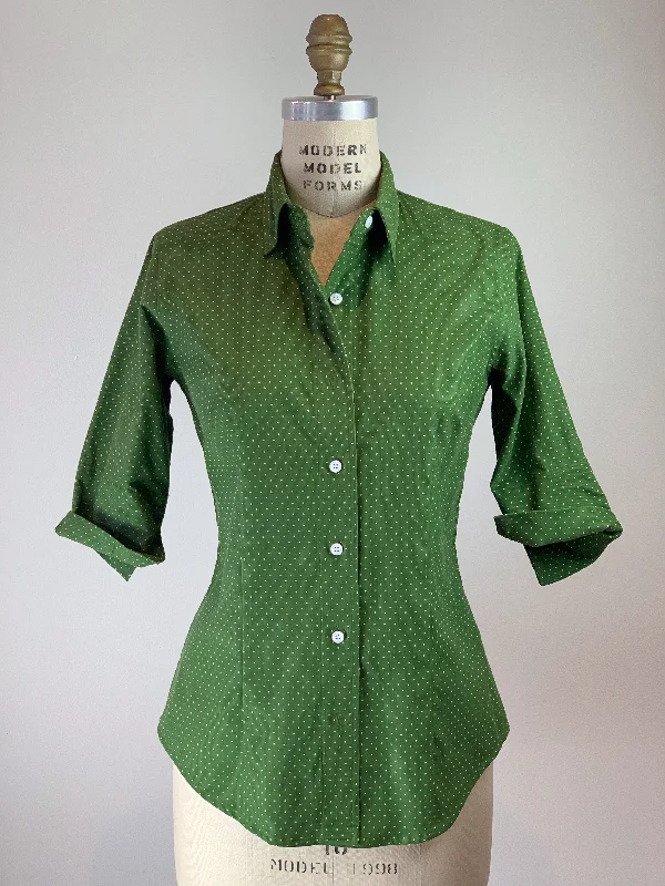 Women's Parrot Green Ultra Soft Fine Wale Cord 3/4 Sleeve Shirt