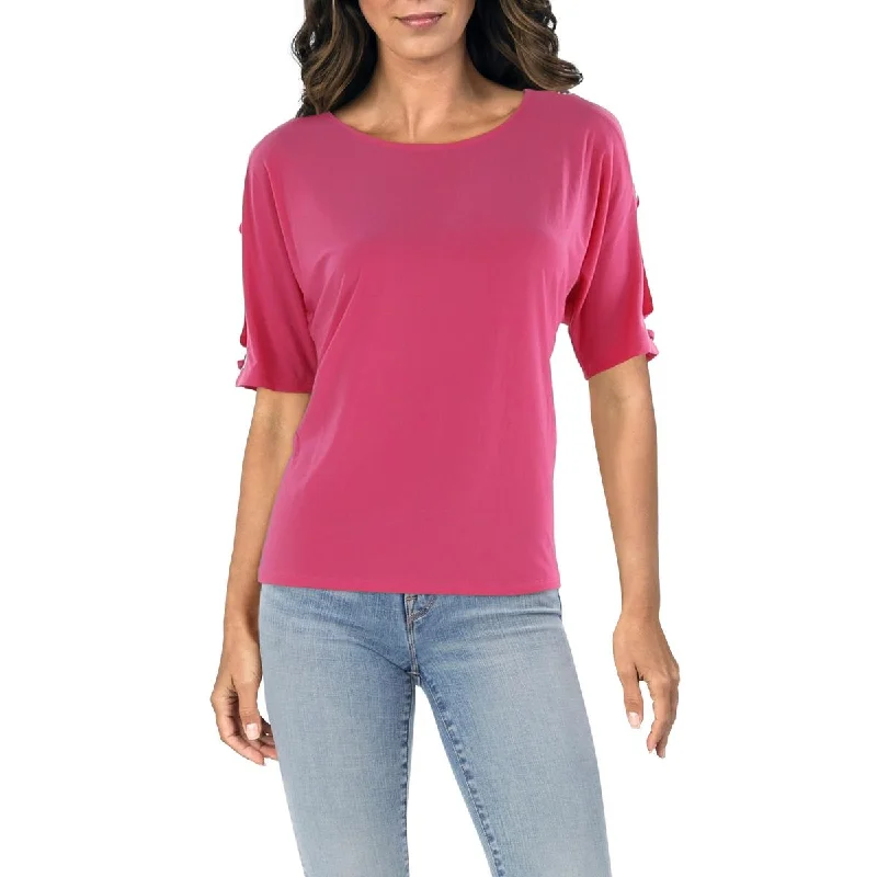 NY Collection Womens Petites   O-Ring Scoop Neck Pullover Top